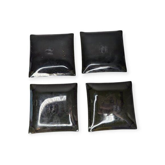 Vintage Houze Art Curved Glass Trays w/ Locomotives Train Railroad 3.5" X 3.5" - Picture 6 of 14